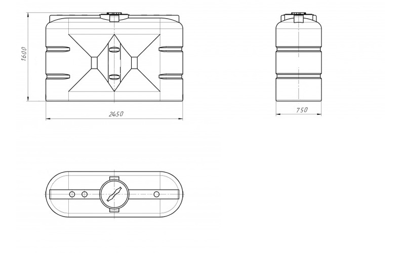 Прямоугольный бак для для воды 2000 л